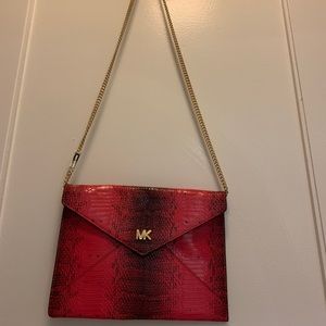 Michael Kors pink leather purse with gold chain